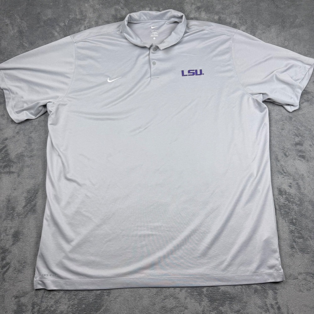 Nike LSU Tigers Dri-FIT Polo Shirt Mens 4XT Grey Performance Big Tall
